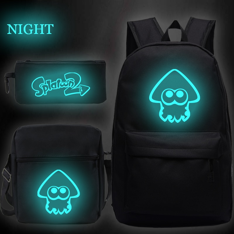 Luminous Cute Splatoon Backpack 3pcs Set Students School Bag Boys Girls Back to School Bookbag bookbag 1 - Splatoon Plush