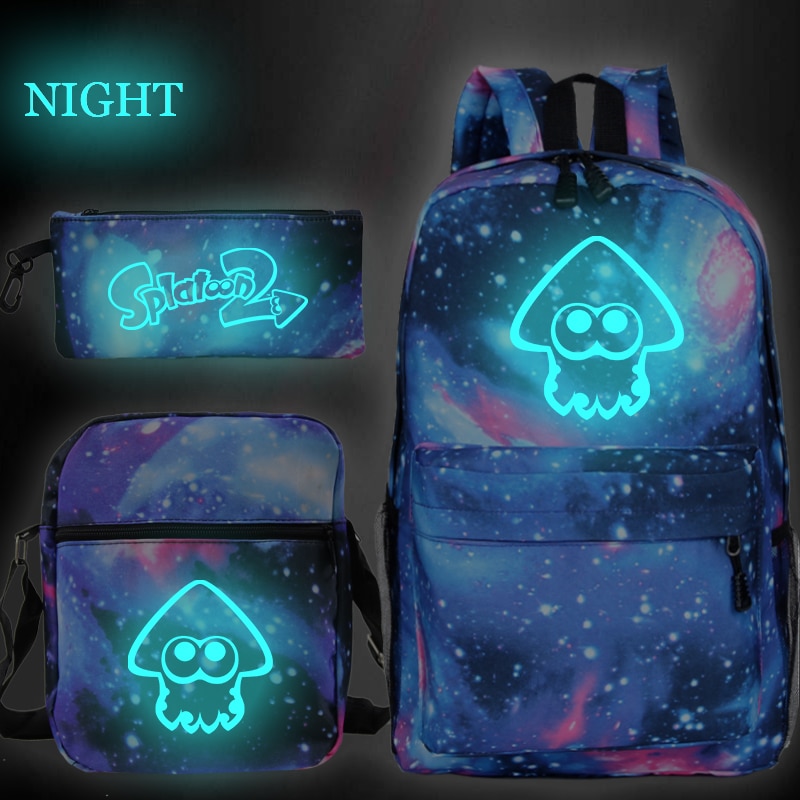 Luminous Cute Splatoon Backpack 3pcs Set Students School Bag Boys Girls Back to School Bookbag bookbag 2 - Splatoon Plush