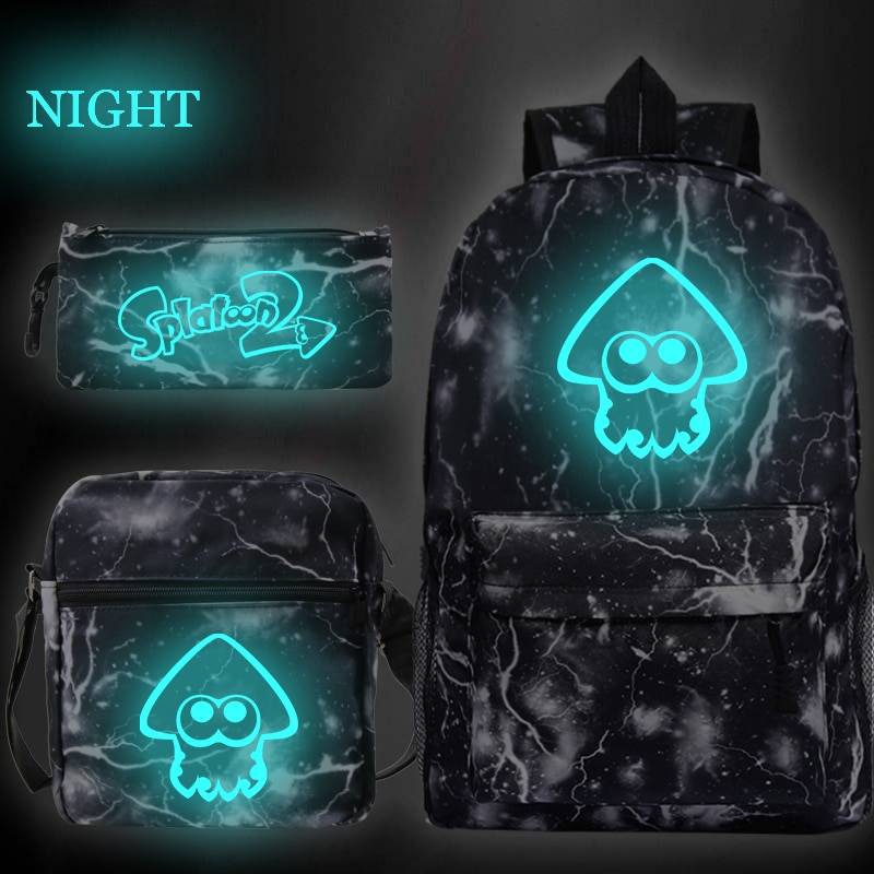 Luminous Cute Splatoon Backpack 3pcs Set Students School Bag Boys Girls Back to School Bookbag bookbag 3 - Splatoon Plush