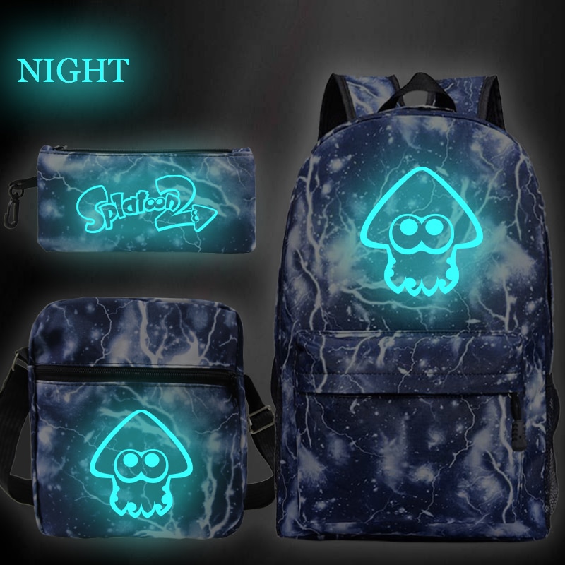 Luminous Cute Splatoon Backpack 3pcs Set Students School Bag Boys Girls Back to School Bookbag bookbag 4 - Splatoon Plush