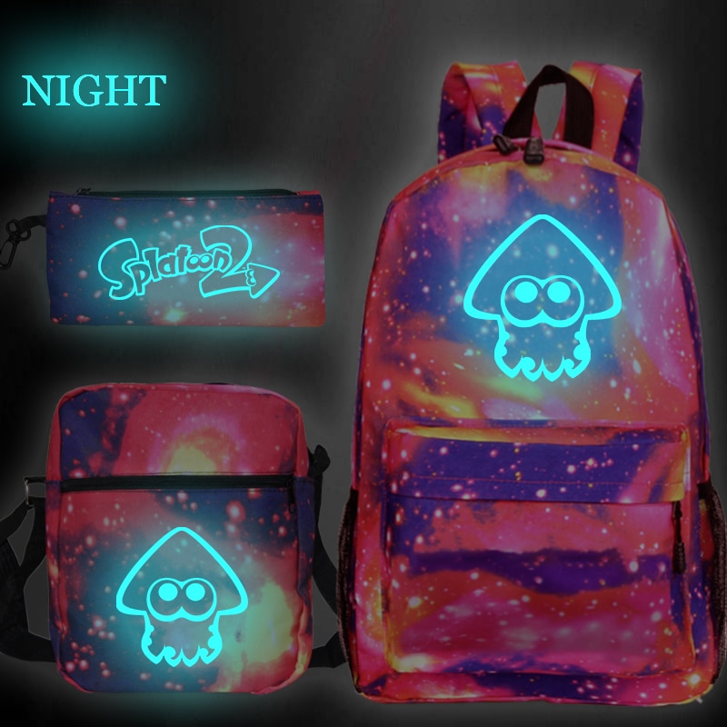 Luminous Cute Splatoon Backpack 3pcs Set Students School Bag Boys Girls Back to School Bookbag bookbag 5 - Splatoon Plush