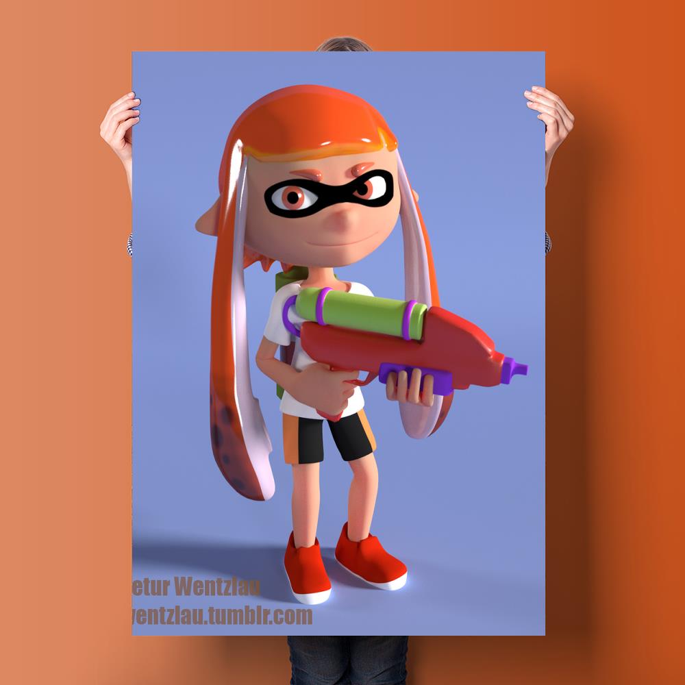 Splatoon Character Stack poster Decorative Canvas Posters Room Bar Cafe Decor Gift Print Art Wall Paintings 3 - Splatoon Plush